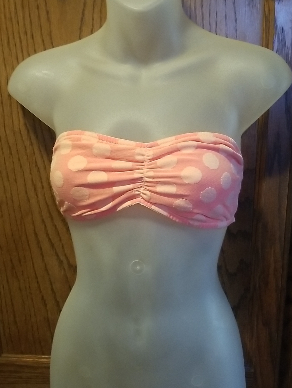 SalePINK Victoria's Secret Light Coral Polka Dot Bandeau Bikini Top